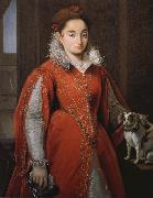 Alessandro Allori With the red dog lady oil painting reproduction